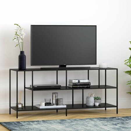 HENN & HART Winthrop 55 in. Blackened Bronze TV Stand with Metal Shelves TV0283